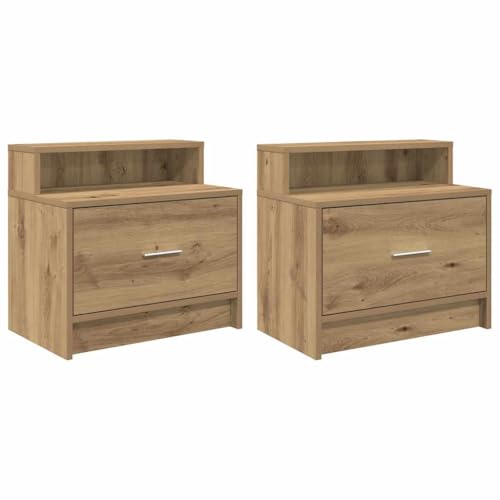 HETFTJN Kleiner Nachttisch Nachtschrank Nachtschränkchen Beistelltische - Nachttische mit Schublade 2 STK. Artisan-Eiche 51x31x47 cm für Balkon Jugendzimmer Wohnzimmer Schlafzimmer HETFTJN Kleiner Nachttisch Nachtschrank Nachtschränkchen Beistelltische - Nachttische mit Schublade 2 STK. Artisan-Eiche 51x31x47 cm für Balkon Jugendzimmer Wohnzimmer Schlafzimmer von HETFTJN