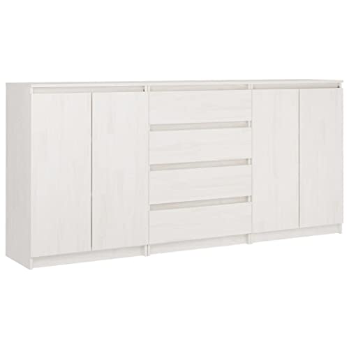 HETFTJN Kleiner Schrank Kleiner Küchenschrank Schuhschrank Anrichte Sideboard - Beistellschränke 3 STK. Weiß Massivholz Kiefer für Outdoor Küche Flur Wohnzimmer HETFTJN Kleiner Schrank Kleiner Küchenschrank Schuhschrank Anrichte Sideboard - Beistellschränke 3 STK. Weiß Massivholz Kiefer für Outdoor Küche Flur Wohnzimmer von HETFTJN