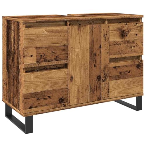 HETFTJN Küchenschrank Medikamenten Aufbewahrung Apothekerschrank Küche Schuhschrank - Waschbeckenunterschrank Altholz-Optik 80x33x60 cm Holzwerkstoff für Küche Wohnzimmer Badezimmer Flur von HETFTJN