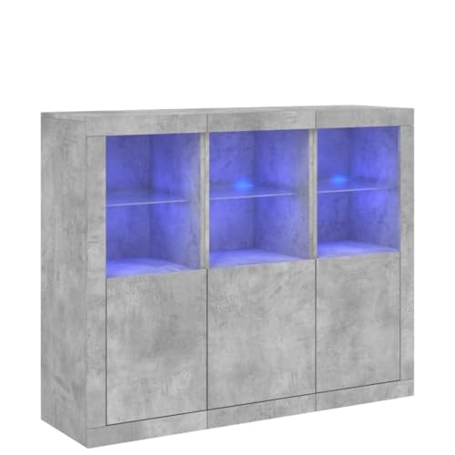 HETFTJN Küchenunterschrank Vitrinenschrank Sideboard Wohnzimmer Wohnzimmer Möbel - Sideboards mit LED-Leuchten 3 STK. Betongrau Holzwerkstoff für Schlafzimmer Outdoor Bad Küche HETFTJN Küchenunterschrank Vitrinenschrank Sideboard Wohnzimmer Wohnzimmer Möbel - Sideboards mit LED-Leuchten 3 STK. Betongrau Holzwerkstoff für Schlafzimmer Outdoor Bad Küche von HETFTJN