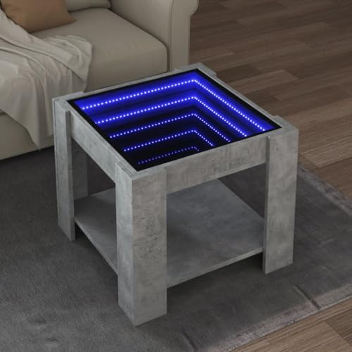 HETFTJN LED-Couchtisch Betongrau mit RGB-Beleuchtung, Holzwerkstoff & Glas, 53x53x45 cm, Infinity-Spiegel, Beistelltisch & Wohnzimmertisch, modernes Design HETFTJN LED-Couchtisch Betongrau mit RGB-Beleuchtung, Holzwerkstoff & Glas, 53x53x45 cm, Infinity-Spiegel, Beistelltisch & Wohnzimmertisch, modernes Design von HETFTJN