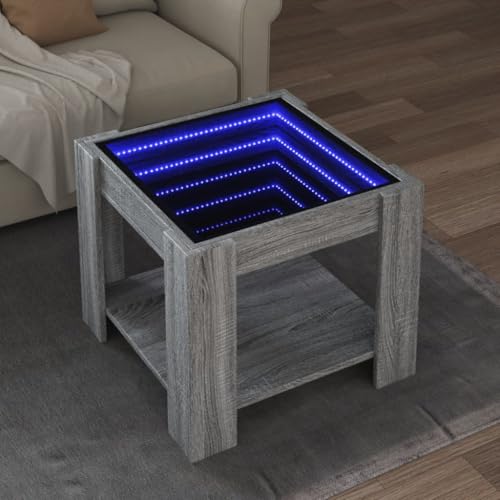 HETFTJN LED-Couchtisch Grau Sonoma mit RGB-Beleuchtung, Holzwerkstoff & Glas, 53x53x45 cm, Infinity-Spiegel, vielseitig als Beistelltisch oder Kaffeetisch HETFTJN LED-Couchtisch Grau Sonoma mit RGB-Beleuchtung, Holzwerkstoff & Glas, 53x53x45 cm, Infinity-Spiegel, vielseitig als Beistelltisch oder Kaffeetisch von HETFTJN