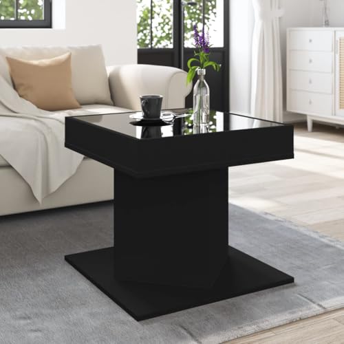 HETFTJN LED Couchtisch mit Infinity-Spiegel, Holzwerkstoff & Glas, Schwarz, RGB-Beleuchtung, 50x50x45 cm, vielseitig als Beistelltisch, Nachttisch oder Wohnzimmertisch HETFTJN LED Couchtisch mit Infinity-Spiegel, Holzwerkstoff & Glas, Schwarz, RGB-Beleuchtung, 50x50x45 cm, vielseitig als Beistelltisch, Nachttisch oder Wohnzimmertisch von HETFTJN