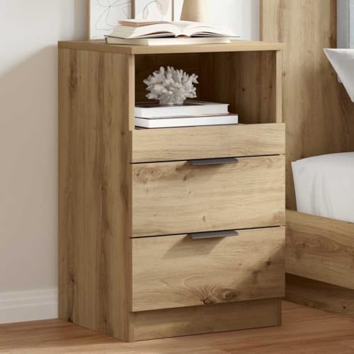 HETFTJN Nachttisch 2er Set Artisan Eiche 40x36x65 cm Holzwerkstoff Modernes Design mit 2 Schubladen Stauraum Kommode Nachtkasten für Schlafzimmer Wohnzimmer Flur von HETFTJN