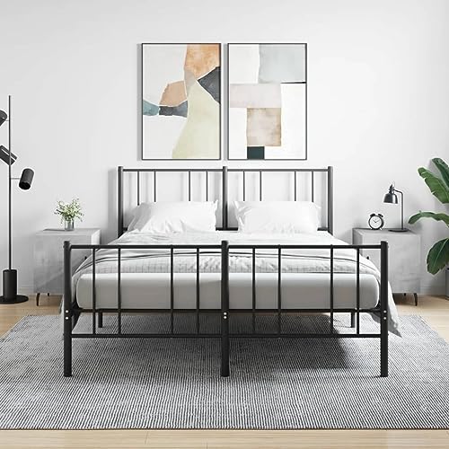 HETFTJN Nachttisch 2er Set Betongrau 40x40x50 cm Holzwerkstoff mit Metallfüßen Moderne Kommoden mit Tür und Fach platzsparend für Schlafzimmer Wohnzimmer Flur von HETFTJN
