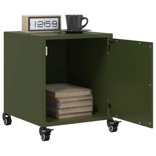 HETFTJN Nachttisch 2er Set Olivgrün 36x39x43,5 cm aus kaltgewalztem Stahl, moderner Beistelltisch mit Tür und Rollen, platzsparender Nachtschrank für Schlafzimmer, Flur und Wohnzimmer HETFTJN Nachttisch 2er Set Olivgrün 36x39x43,5 cm aus kaltgewalztem Stahl, moderner Beistelltisch mit Tür und Rollen, platzsparender Nachtschrank für Schlafzimmer, Flur und Wohnzimmer von HETFTJN