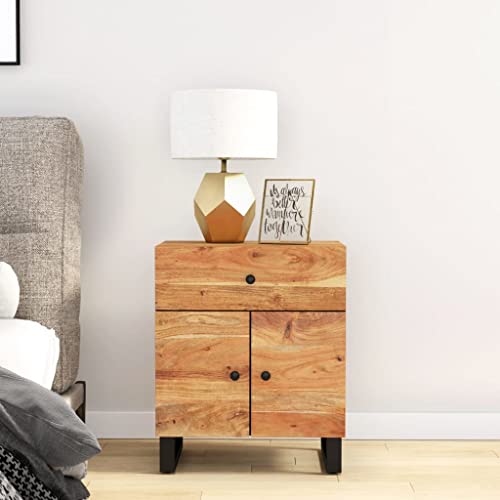 HETFTJN Nachttisch 50x33x60 cm aus massivem Akazienholz mit Metallbeinen Moderne Kommode mit Schublade und Fach Robust & Langlebig für Schlafzimmer Wohnzimmer Flur HETFTJN Nachttisch 50x33x60 cm aus massivem Akazienholz mit Metallbeinen Moderne Kommode mit Schublade und Fach Robust & Langlebig für Schlafzimmer Wohnzimmer Flur von HETFTJN