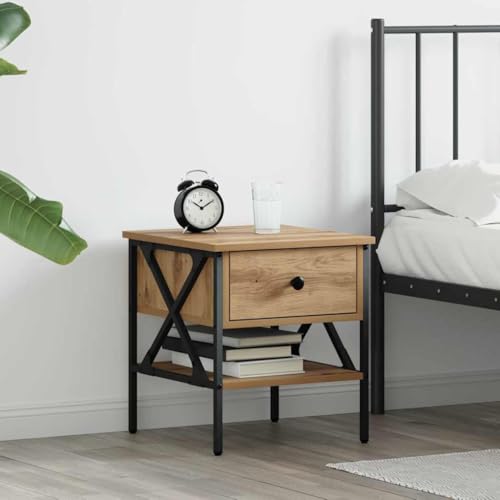 HETFTJN Nachttisch Artisan 40x42x45 cm Massivholz Eiche, nightstand mit Schublade & Regal, schmaler Beistelltisch matt braun, modernes Sideboard für Schlafzimmer Wohnzimmer Flur HETFTJN Nachttisch Artisan 40x42x45 cm Massivholz Eiche, nightstand mit Schublade & Regal, schmaler Beistelltisch matt braun, modernes Sideboard für Schlafzimmer Wohnzimmer Flur von HETFTJN
