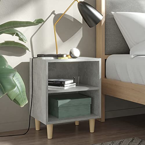 HETFTJN Nachttisch Betongrau 40x30x50 cm Massivholzbeine Modernes Design mit 2 Fächern Robuste Schlafzimmer Kommode für kleine Räume HETFTJN Nachttisch Betongrau 40x30x50 cm Massivholzbeine Modernes Design mit 2 Fächern Robuste Schlafzimmer Kommode für kleine Räume von HETFTJN