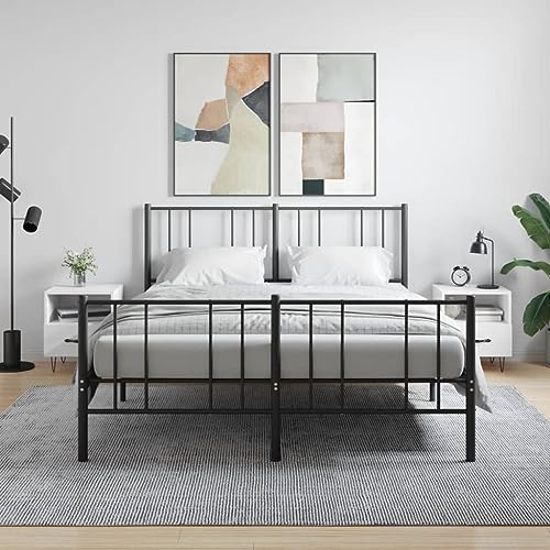 HETFTJN Nachttisch Set 2er Hochglanz weiß 40x35x47,5 cm Holzwerkstoff mit Metallfüßen Modernes schmales Sideboard Schlafzimmer für Wohnzimmer Flur und Schlafzimmer von HETFTJN