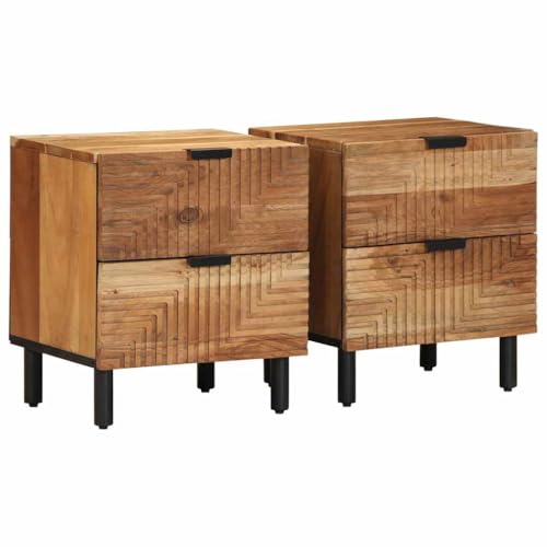 HETFTJN Nachttisch Set 2er Massivholz Akazie 40x33x46 cm Modernes Design mit Stauraum Kommode Nachtkästchen für Schlafzimmer Wohnzimmer und Flur HETFTJN Nachttisch Set 2er Massivholz Akazie 40x33x46 cm Modernes Design mit Stauraum Kommode Nachtkästchen für Schlafzimmer Wohnzimmer und Flur von HETFTJN