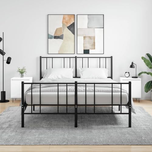 HETFTJN Nachttisch Set 2er Weiß 40x30x50 cm Holzwerkstoff mit robuster Eisenplatte Modernes Zeitloses Design Praktischer Stauraum für Schlafzimmer Wohnzimmer von HETFTJN