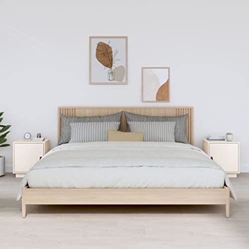 HETFTJN Nachttisch Set 2er Weiß 40x34x45 cm Massivholz Kiefer mit Flexibler Türmontage Modernes Schlafzimmer Sideboard für kleine Räume von HETFTJN