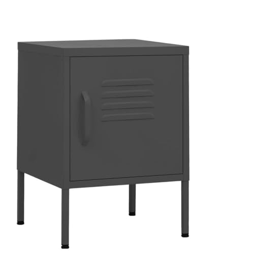 HETFTJN Nachttisch Set 2er anthrazit 35x35x51 cm aus Stahl mit Verstellbarer Ablage und Schloss Modernes Schlafzimmer Sideboard klein für Schlafzimmer Flur und Wohnzimmer von HETFTJN