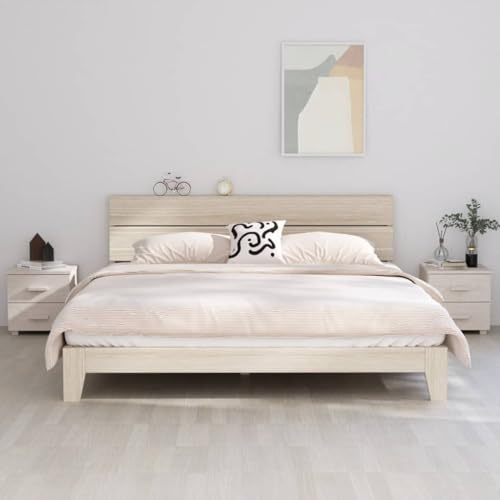 HETFTJN Nachttisch Set HAMAR 2er Pack Weiß Massivholz Kiefer 40x35x44,5 cm mit 2 Schubladen Stauraum Modernes Schlafzimmer Sideboard für kleine Räume von HETFTJN