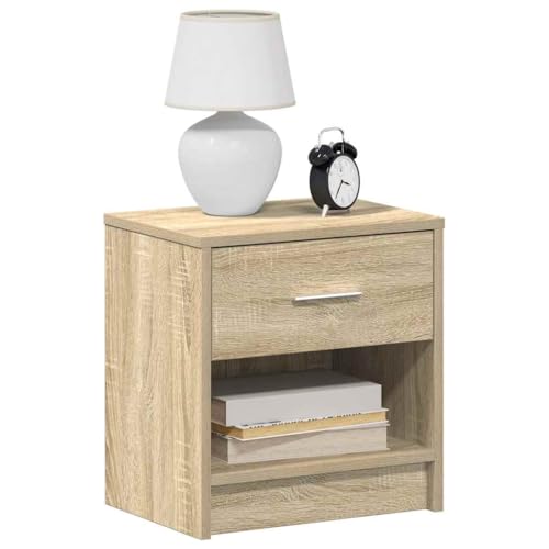 HETFTJN Nachttisch Set Sonoma Eiche 2er mit Schublade 39x28x41 cm aus Holzwerkstoff Robuste nightstand Kommode mit offenem Fach Modernes Schlafzimmer Sideboard für kleine Räume von HETFTJN