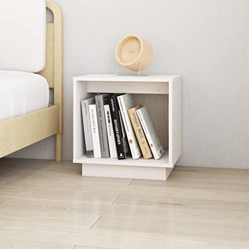 HETFTJN Nachttisch Weiß 40x30x40 cm Massivholz Kiefer Modernes Schlafzimmer Beistelltisch mit Stauraum Kommode Nachtschrank schmal für Bedroom Wohnzimmer Flur von HETFTJN