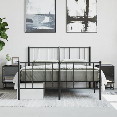 HETFTJN Nachttisch mit Glastüren 2er Set Schwarz 35x37x50 cm Modernes Schlafzimmer Sideboard aus Holzwerkstoff mit Stahlrahmen Extra Stauraum für Bett und Wohnzimmer kompatibel von HETFTJN
