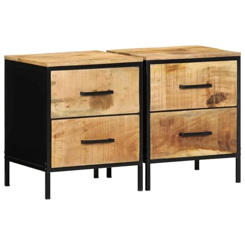 HETFTJN Nachttische 2er Set 40x35x50 cm aus massivem Mango-Holz & Metallgestell, Moderne Beistelltische mit 4 Schubladen, robuster Nachtkasten im Industrial-Look für Schlafzimmer & Home-Office HETFTJN Nachttische 2er Set 40x35x50 cm aus massivem Mango-Holz & Metallgestell, Moderne Beistelltische mit 4 Schubladen, robuster Nachtkasten im Industrial-Look für Schlafzimmer & Home-Office von HETFTJN