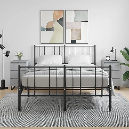 HETFTJN Nachttische 2er Set Betongrau 40 x 35 x 69 cm Holzwerkstoff & Eisen Modernes Schlafzimmer Möbel mit 3 Schubladen Stauraum für Schlafzimmer & Wohnzimmer von HETFTJN