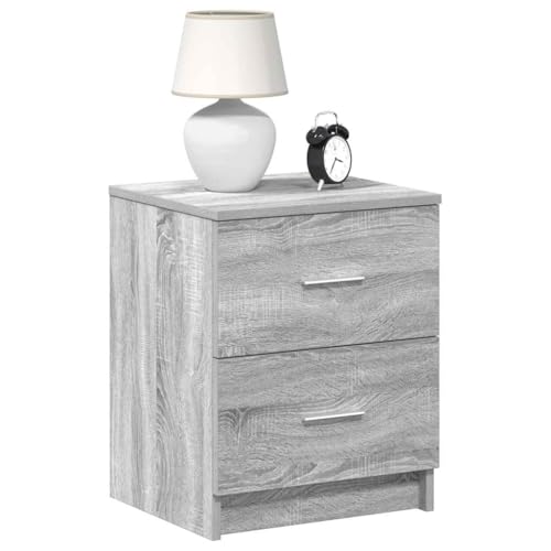 HETFTJN Nachttische 2er Set Grau Sonoma 40x36x50 cm mit 2 Schubladen aus Holzwerkstoff Modernes Schlafzimmer Sideboard für Bett Nachttisch Kommode schmal klein von HETFTJN