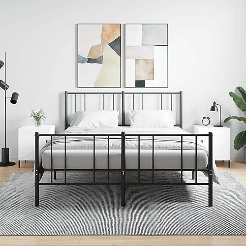 HETFTJN Nachttische 2er Set Hochglanz Weiß 40x40x50 cm Holzwerkstoff mit Metallfüßen Modernes Schlafzimmer Side Table Kleiner Beistelltisch für Wohnzimmer Flur und Schlafzimmer von HETFTJN