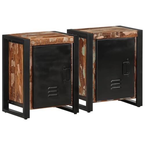 HETFTJN Nachttische 2er Set Mehrfarbig 40x30x51 cm aus massivem Mangoholz mit Eisenbeinen Moderne Kommode für Schlafzimmer Beistelltisch Nachtkasten schmal für Wohnzimmer Flur und Schlafzimmer HETFTJN Nachttische 2er Set Mehrfarbig 40x30x51 cm aus massivem Mangoholz mit Eisenbeinen Moderne Kommode für Schlafzimmer Beistelltisch Nachtkasten schmal für Wohnzimmer Flur und Schlafzimmer von HETFTJN