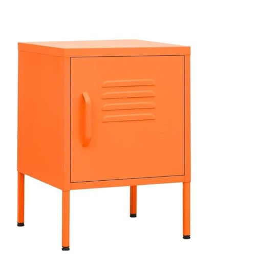 HETFTJN Nachttische 2er Set Orange 35x35x51 cm Stahl Modernes Design mit Verstellbarer Ablage und Schloss für Schlafzimmer Flur & Wohnzimmer von HETFTJN