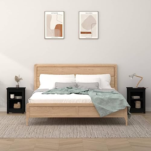 HETFTJN Nachttische 2er Set Schwarz 40x35x55 cm Massivholz Kiefer Schlafzimmer Beistelltische mit Stauraum Modernes Nachtkästchen Kommode für Schlafzimmer Wohnzimmer Flur HETFTJN Nachttische 2er Set Schwarz 40x35x55 cm Massivholz Kiefer Schlafzimmer Beistelltische mit Stauraum Modernes Nachtkästchen Kommode für Schlafzimmer Wohnzimmer Flur von HETFTJN