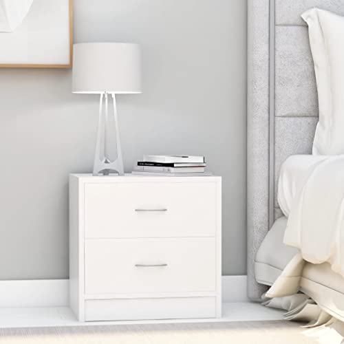 HETFTJN Nachttische 2er Set Weiß 40x30x40 cm aus Holzwerkstoff mit 2 Schubladen Modernes Schlafzimmer Sideboard auch als Kleiner Couchtisch für Wohnzimmer Flur und Schlafzimmer von HETFTJN