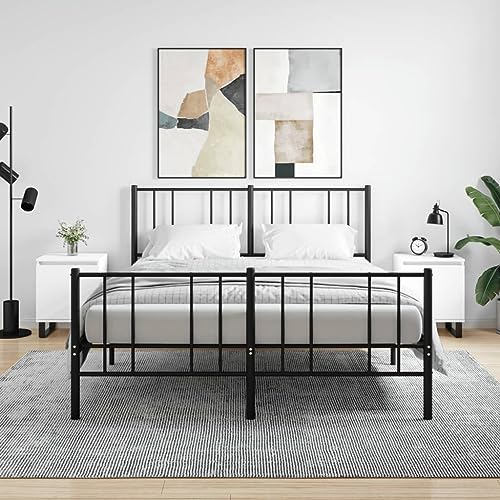 HETFTJN Nachttische 2er Set Weiß 40x30x50 cm aus Holzwerkstoff mit robuster Eisenbasis Modernes Design & Stauraum für Schlafzimmer Wohnzimmer Flur von HETFTJN