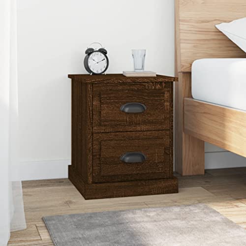 HETFTJN Nachttische Set 2er Braun Eiche 39x39x47,5 cm Holzwerkstoff mit 2 Schubladen Modernes schmales Sideboard für Schlafzimmer Wohnzimmer Büro von HETFTJN