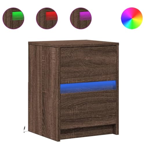 HETFTJN Nightstand Nachtschrank Sideboard Wohnzimmer Bedside Tables - Nachttische mit LED-Leuchten 2 STK. Braun Eiche Holzwerkstoff für Wohnzimmer Balkon Schlafzimmer Jugendzimmer HETFTJN Nightstand Nachtschrank Sideboard Wohnzimmer Bedside Tables - Nachttische mit LED-Leuchten 2 STK. Braun Eiche Holzwerkstoff für Wohnzimmer Balkon Schlafzimmer Jugendzimmer von HETFTJN