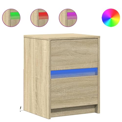 HETFTJN Nightstand Nachtschrank Sideboard Wohnzimmer Bedside Tables - Nachttische mit LED-Leuchten 2 STK. Sonoma Eiche Holzwerkstoff für Wohnzimmer Balkon Schlafzimmer Jugendzimmer HETFTJN Nightstand Nachtschrank Sideboard Wohnzimmer Bedside Tables - Nachttische mit LED-Leuchten 2 STK. Sonoma Eiche Holzwerkstoff für Wohnzimmer Balkon Schlafzimmer Jugendzimmer von HETFTJN