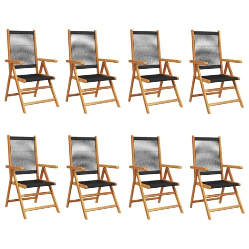 HETFTJN Outdoor Stuhl Gartenstühle Barhocker Camping Stuhl - Gartenstuhl Verstellbar 8 STK. Schwarz Massivholz Akazie für Bar Campingplatz Outdoor Pool von HETFTJN