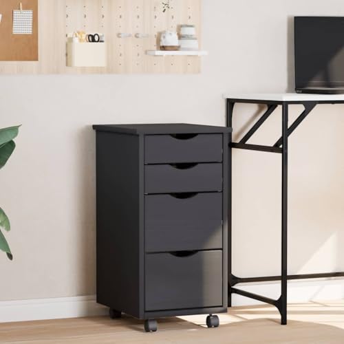 HETFTJN Rollschrank Moss Grau aus Massivholz Kiefer mit 4 Schubladen 34 x 39 x 65,5 cm Praktischer Aktenschrank und Organizer für Büro Wohnzimmer und Küche HETFTJN Rollschrank Moss Grau aus Massivholz Kiefer mit 4 Schubladen 34 x 39 x 65,5 cm Praktischer Aktenschrank und Organizer für Büro Wohnzimmer und Küche von HETFTJN