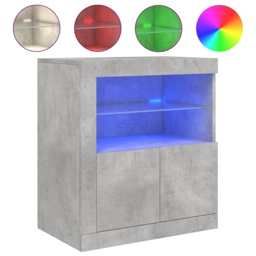 HETFTJN Schlafzimmer Möbel Kleiner Küchenschrank Vitrinenschrank Anrichte Küche - Sideboard mit LED-Leuchten Betongrau 60,5x37x67 cm für Wohnzimmer Flur Büro Bad HETFTJN Schlafzimmer Möbel Kleiner Küchenschrank Vitrinenschrank Anrichte Küche - Sideboard mit LED-Leuchten Betongrau 60,5x37x67 cm für Wohnzimmer Flur Büro Bad von HETFTJN