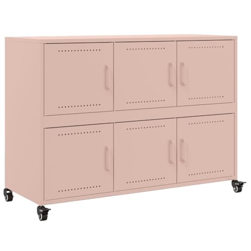 HETFTJN Schlafzimmer Möbel Vitrinenschrank Küchenbuffet Buffetschrank Küchenschränke - Sideboard Rosa 100,5x39x72 cm Stahl für Outdoor Bad Küche Schlafzimmer HETFTJN Schlafzimmer Möbel Vitrinenschrank Küchenbuffet Buffetschrank Küchenschränke - Sideboard Rosa 100,5x39x72 cm Stahl für Outdoor Bad Küche Schlafzimmer von HETFTJN