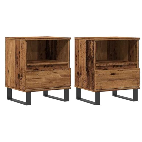 HETFTJN Schlafzimmer Nachttisch Wohnzimmertisch Nachtschränkchen Sideboard Wohnzimmer - Nachttische 2 STK. Altholz-Optik 40x35x50 cm Holzwerkstoff für Wohnzimmer Balkon Schlafzimmer Jugendzimmer HETFTJN Schlafzimmer Nachttisch Wohnzimmertisch Nachtschränkchen Sideboard Wohnzimmer - Nachttische 2 STK. Altholz-Optik 40x35x50 cm Holzwerkstoff für Wohnzimmer Balkon Schlafzimmer Jugendzimmer von HETFTJN