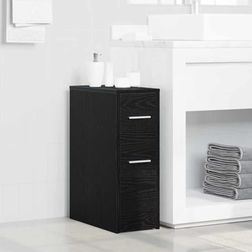 HETFTJN Schlanker Badezimmer Schrank Schwarze Eiche 22 x 44 x 61 5 cm Moderner Stauraum Organizer mit Schublade und Regal aus Holzwerkstoff für kleine Räume von HETFTJN