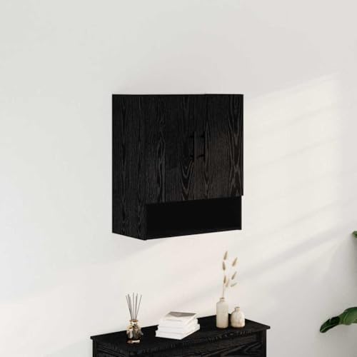 HETFTJN Schrank Moderner Aufbewahrungsschrank aus Eiche Matt Schwarz 60x31x70 cm mit 2 Türen und Regalen für Wohnzimmer Büro Schlafzimmer HETFTJN Schrank Moderner Aufbewahrungsschrank aus Eiche Matt Schwarz 60x31x70 cm mit 2 Türen und Regalen für Wohnzimmer Büro Schlafzimmer von HETFTJN