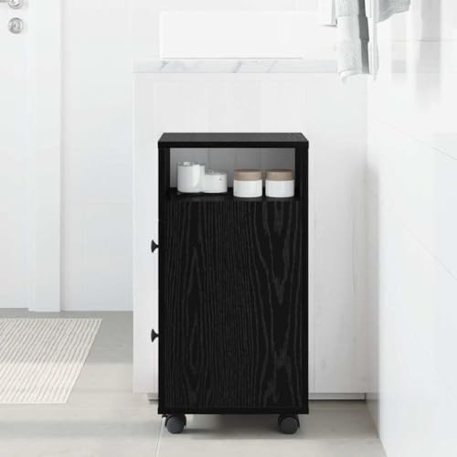 HETFTJN Schrank Schwarz Eiche Moderner Aufbewahrungsschrank mit Schubladen und Rollen aus Holzwerkstoff für Büro und Wohnzimmer HETFTJN Schrank Schwarz Eiche Moderner Aufbewahrungsschrank mit Schubladen und Rollen aus Holzwerkstoff für Büro und Wohnzimmer von HETFTJN