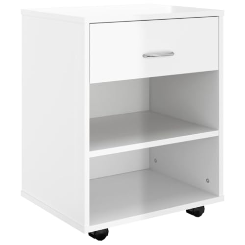 HETFTJN Schrank für Balkon Medizinschrank Medikamentenschrank Apothekerschrank - Rollschrank Hochglanz-Weiß 46x36x59 cm Holzwerkstoff für Werkstatt Keller Arbeitszimmer Schlafzimmer von HETFTJN