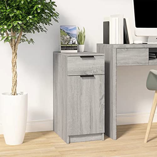 HETFTJN Schreibtischschrank Grau Sonoma 33,5 x 50 x 75 cm aus Holzwerkstoff mit Schublade und Fächern für Ordnung und Stauraum im Büro oder Homeoffice von HETFTJN