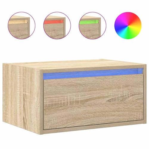 HETFTJN Seidbord Wohnzimmer Tv Board Tv Ständer Wohnzimmer Schrank - Wand-Nachttisch mit LED-Leuchten Sonoma-Eiche für Badezimmer Wohnzimmer Küche Schlafzimmer HETFTJN Seidbord Wohnzimmer Tv Board Tv Ständer Wohnzimmer Schrank - Wand-Nachttisch mit LED-Leuchten Sonoma-Eiche für Badezimmer Wohnzimmer Küche Schlafzimmer von HETFTJN