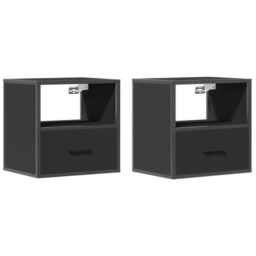 HETFTJN Side Table Bedroom Beistelltisch Couch Bett Organizer Nachttischschrank - Wand-Nachttische 2 STK. Schwarz 40x31x39,5 cm für Wohnzimmer Jugendzimmer Balkon Schlafzimmer von HETFTJN