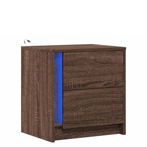 HETFTJN Side Table Bedroom Beistelltisch Couch Nachtschränkchen Nachtkasten - Nachttische mit LED-Leuchten 2 STK. Braun Eiche Holzwerkstoff für Balkon Wohnzimmer Schlafzimmer Jugendzimmer HETFTJN Side Table Bedroom Beistelltisch Couch Nachtschränkchen Nachtkasten - Nachttische mit LED-Leuchten 2 STK. Braun Eiche Holzwerkstoff für Balkon Wohnzimmer Schlafzimmer Jugendzimmer von HETFTJN