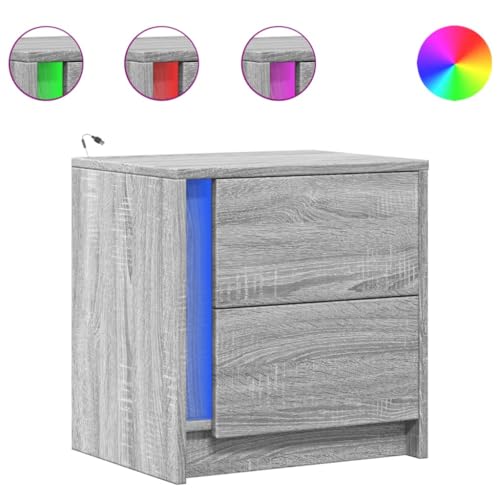 HETFTJN Side Table Bedroom Beistelltisch Couch Nachtschränkchen Nachtkasten - Nachttische mit LED-Leuchten 2 STK. Grau Sonoma Holzwerkstoff für Balkon Wohnzimmer Schlafzimmer Jugendzimmer HETFTJN Side Table Bedroom Beistelltisch Couch Nachtschränkchen Nachtkasten - Nachttische mit LED-Leuchten 2 STK. Grau Sonoma Holzwerkstoff für Balkon Wohnzimmer Schlafzimmer Jugendzimmer von HETFTJN