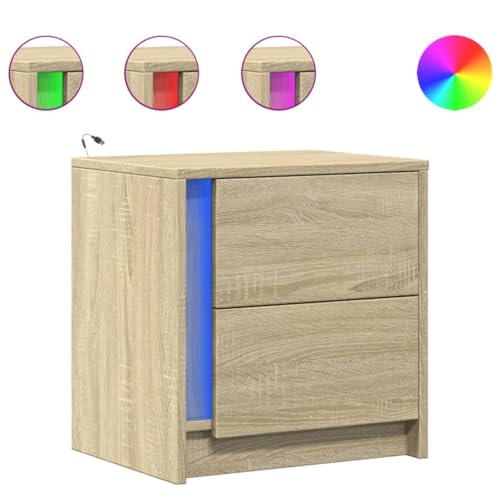 HETFTJN Side Table Bedroom Beistelltisch Couch Nachtschränkchen Nachtkasten - Nachttische mit LED-Leuchten 2 STK. Sonoma Eiche Holzwerkstoff für Balkon Wohnzimmer Schlafzimmer Jugendzimmer HETFTJN Side Table Bedroom Beistelltisch Couch Nachtschränkchen Nachtkasten - Nachttische mit LED-Leuchten 2 STK. Sonoma Eiche Holzwerkstoff für Balkon Wohnzimmer Schlafzimmer Jugendzimmer von HETFTJN