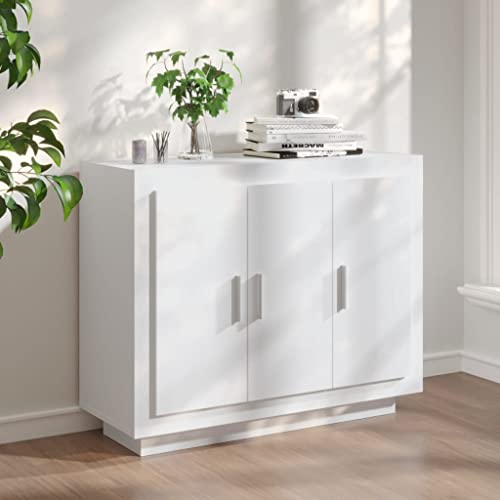 HETFTJN Sideboard, Tv Schrank Vitrinenschrank Kücheninsel Vorratsschrank Geeignet für Entrance Office Badezimmer Wohnzimmer Weiß 92x35x75 cm Holzwerkstoff von HETFTJN